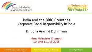 India and the BRIC Countries Corporate Social Responsibility