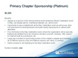 Primary Chapter Sponsorship Platinum 5 000 Benefits Appear