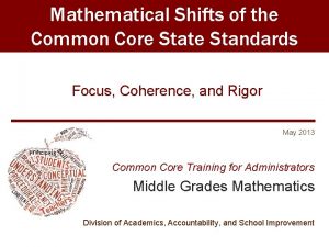 Mathematical Shifts of the Common Core State Standards