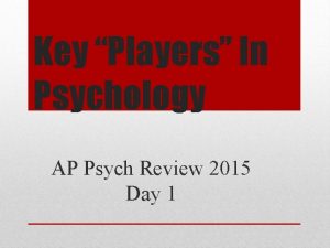 Key Players In Psychology AP Psych Review 2015