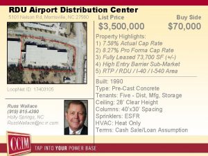 RDU Airport Distribution Center 5101 Nelson Rd Morrisville