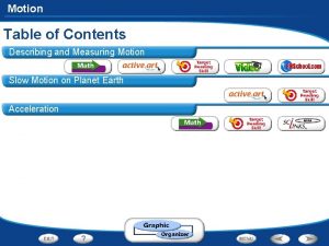 Motion Table of Contents Describing and Measuring Motion