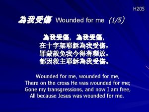 H 205 Wounded for me 15 Wounded for