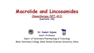 Macrolide and Lincosamides Chemotherapy VPT411 Lecture16 Dr Kumari