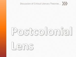 Discussion of Critical Literary Theories Postcolonial Lens Reading