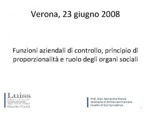 Verona 23 giugno 2008 Funzioni aziendali di controllo