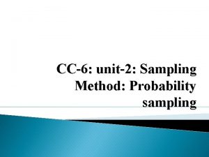 CC6 unit2 Sampling Method Probability sampling Sampling Methods