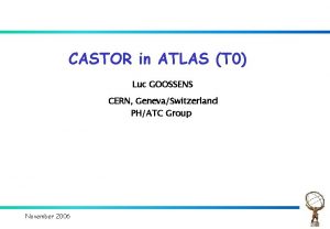 CASTOR in ATLAS T 0 Luc GOOSSENS CERN