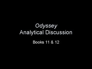 Odyssey Analytical Discussion Books 11 12 Book 11