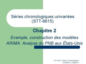 Sries chronologiques univaries STT6615 Chapitre 2 Exemple construction