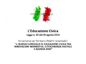 LEducazione Civica Legge n 92 del 20 agosto