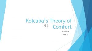 Kolcabas Theory of Comfort Chris Haan Nurs 451