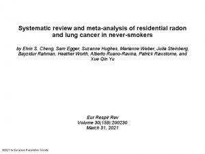 Systematic review and metaanalysis of residential radon and