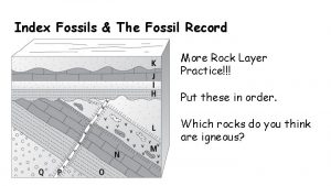 Index Fossils The Fossil Record More Rock Layer