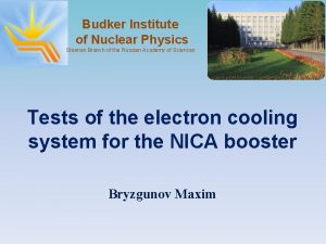 Budker Institute of Nuclear Physics Siberian Branch of