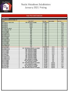 Rustic Meadows Subdivision January 2021 Pricing Floor Plan