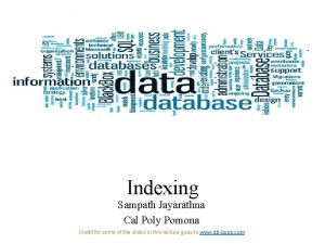 Indexing Sampath Jayarathna Cal Poly Pomona Credit for