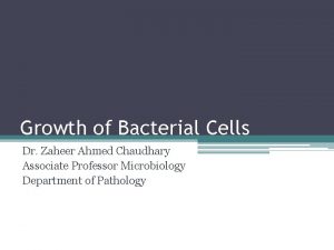 Growth of Bacterial Cells Dr Zaheer Ahmed Chaudhary