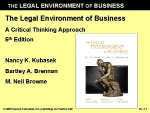 THE LEGAL ENVIRONMENT OF BUSINESS The Legal Environment