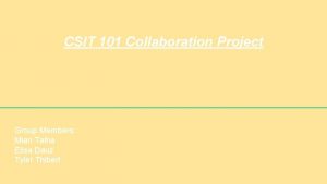 CSIT 101 Collaboration Project Group Members Mian Talha