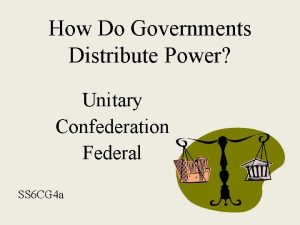 How Do Governments Distribute Power Unitary Confederation Federal