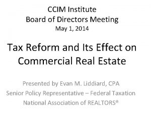 CCIM Institute Board of Directors Meeting May 1