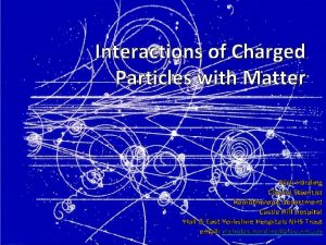 Interactions of Charged Particles with Matter Nick Harding