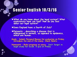 Senior English 10316 What do you know about