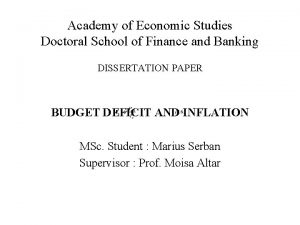 Academy of Economic Studies Doctoral School of Finance