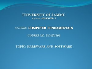 UNIVERSITY OF JAMMU B A B Sc SEMESTER