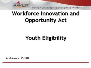 Workforce Innovation and Opportunity Act Youth Eligibility As