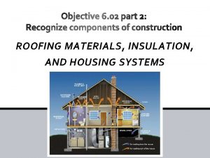 ROOFING MATERIALS INSULATION AND HOUSING SYSTEMS 1 Roofing