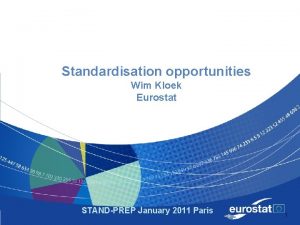 Standardisation opportunities Wim Kloek Eurostat STANDPREP January 2011