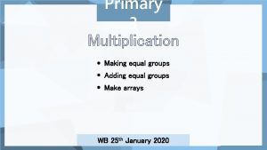 Primary 3 Multiplication Making equal groups Adding equal
