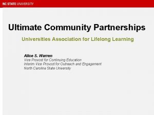 Ultimate Community Partnerships Universities Association for Lifelong Learning