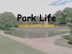 Park Life Learning outside the classroom Our Plan