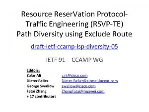 Resource Reser Vation Protocol Traffic Engineering RSVPTE Path