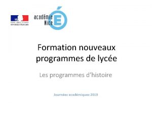 Formation nouveaux programmes de lyce Les programmes dhistoire