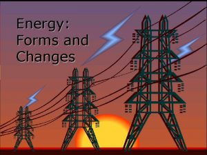 Energy Forms and Changes Nature of Energy Energy