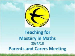 Teaching for Mastery in Maths 25418 Parents and