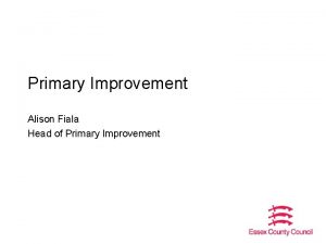 Primary Improvement Alison Fiala Head of Primary Improvement