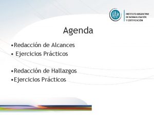 Agenda Redaccin de Alcances Ejercicios Prcticos Redaccin de