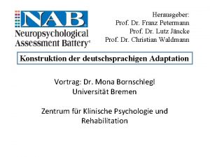 Herausgeber Prof Dr Franz Petermann Prof Dr Lutz