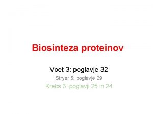 Biosinteza proteinov Voet 3 poglavje 32 Stryer 5