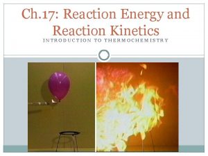Ch 17 Reaction Energy and Reaction Kinetics INTRODUCTION