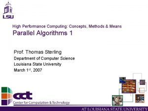 High Performance Computing Concepts Methods Means Parallel Algorithms