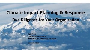 Climate Impact Planning Response Due Diligence for Your