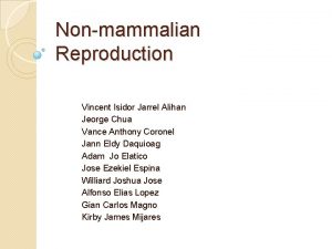 Nonmammalian Reproduction Vincent Isidor Jarrel Alihan Jeorge Chua