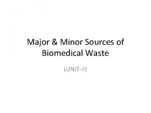 Major Minor Sources of Biomedical Waste UNITII Waste