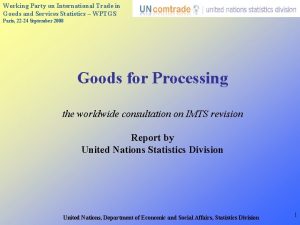 Working Party on International Trade in Goods and